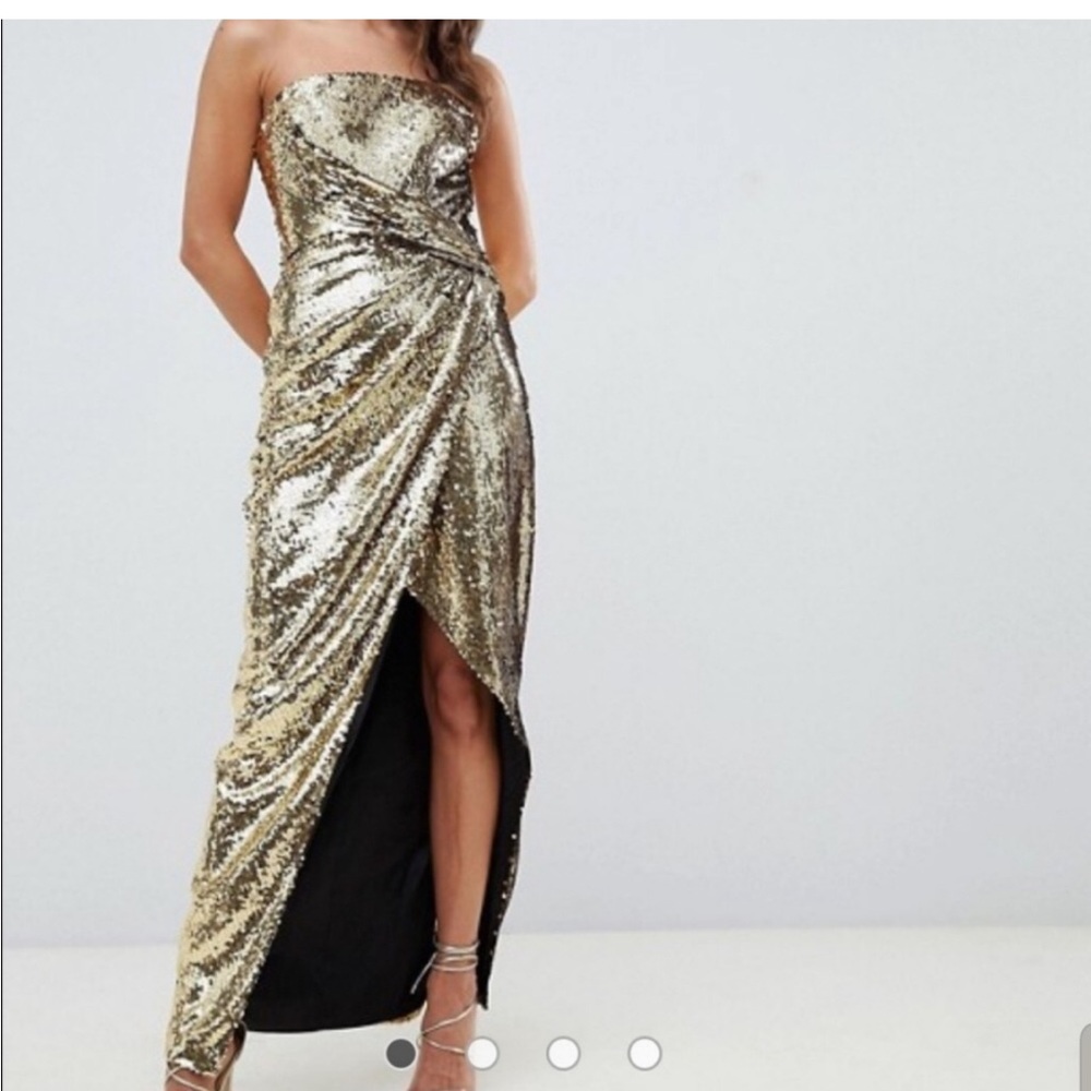 ASOS Bandeau Sequins Dress Size 4 Disco